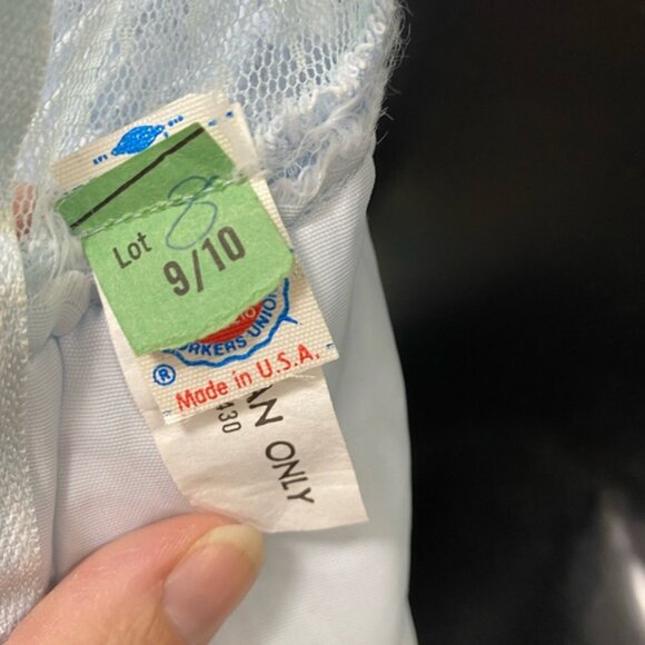 Vintage 70’s / 80’s Blue Lace High Collar Dress‎ Vintage  Size 9/10 Union Label - Picture 14 of 16